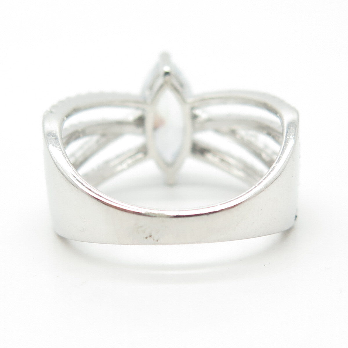 925 Sterling Silver Marquise-Cut C Z Ring Size 8.25
