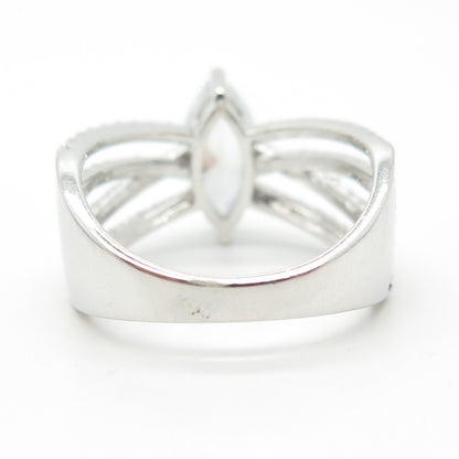 925 Sterling Silver Marquise-Cut C Z Ring Size 8.25