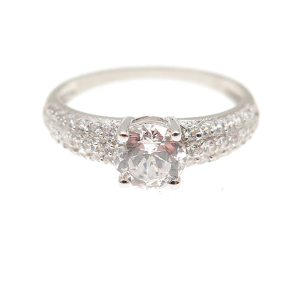 925 Sterling Silver Round-Cut C Z Engagement Ring Size 8
