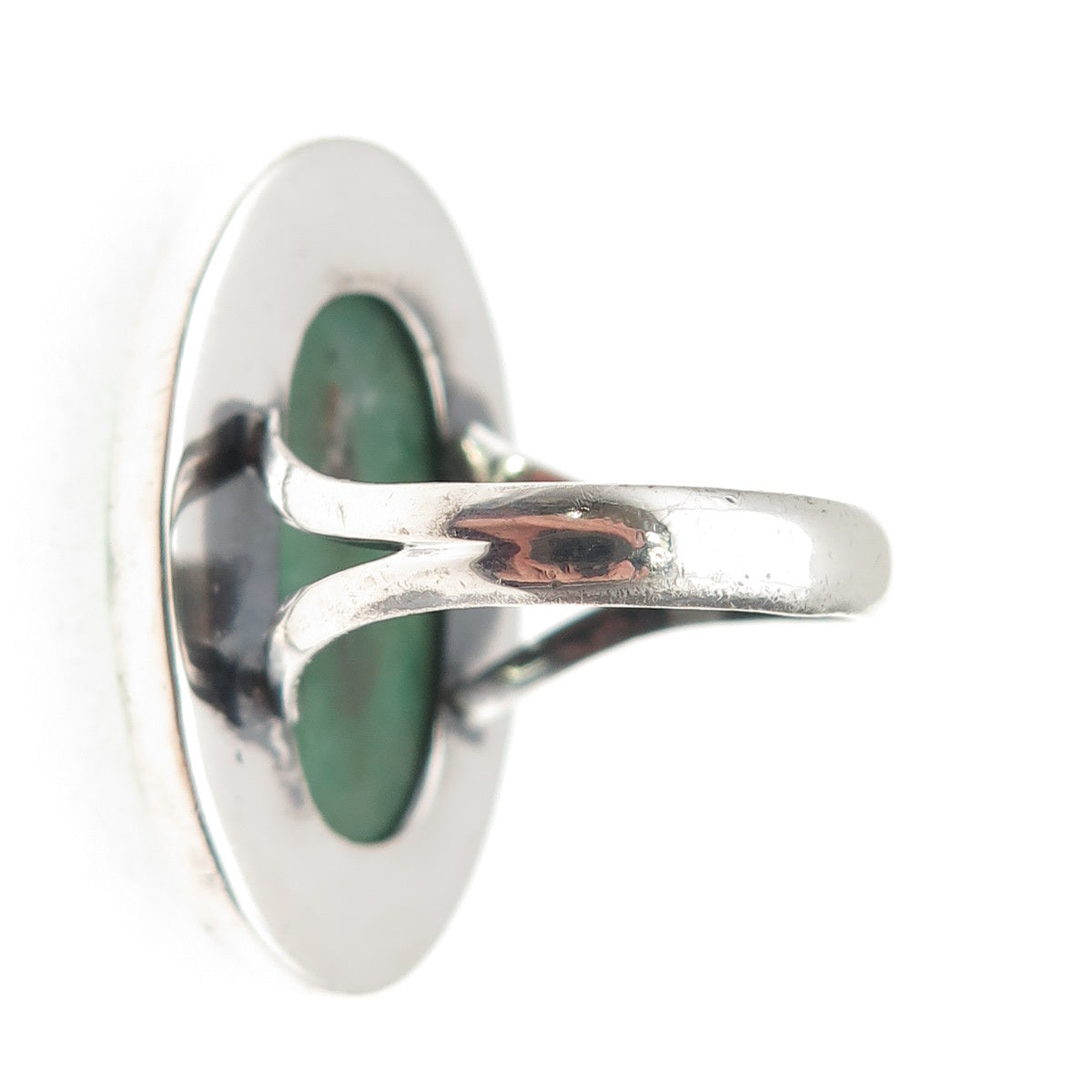 925 Sterling Silver Vintage Real Cabochon Jade Oval Ring Size 9.75