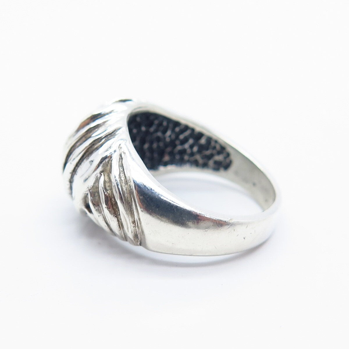 925 Sterling Silver Vintage Ribbed Ring Size 6