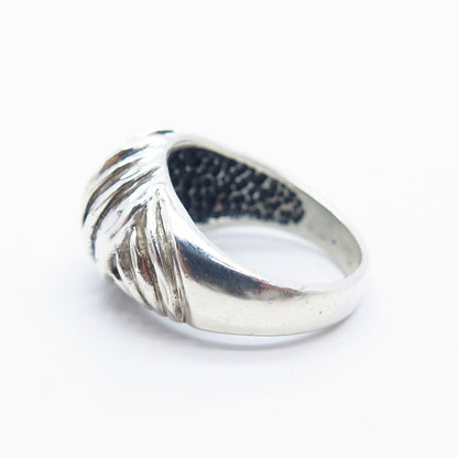 925 Sterling Silver Vintage Ribbed Ring Size 6