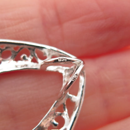 925 Sterling Silver Vintage Ornate Teardrop Slide Charm Pendant