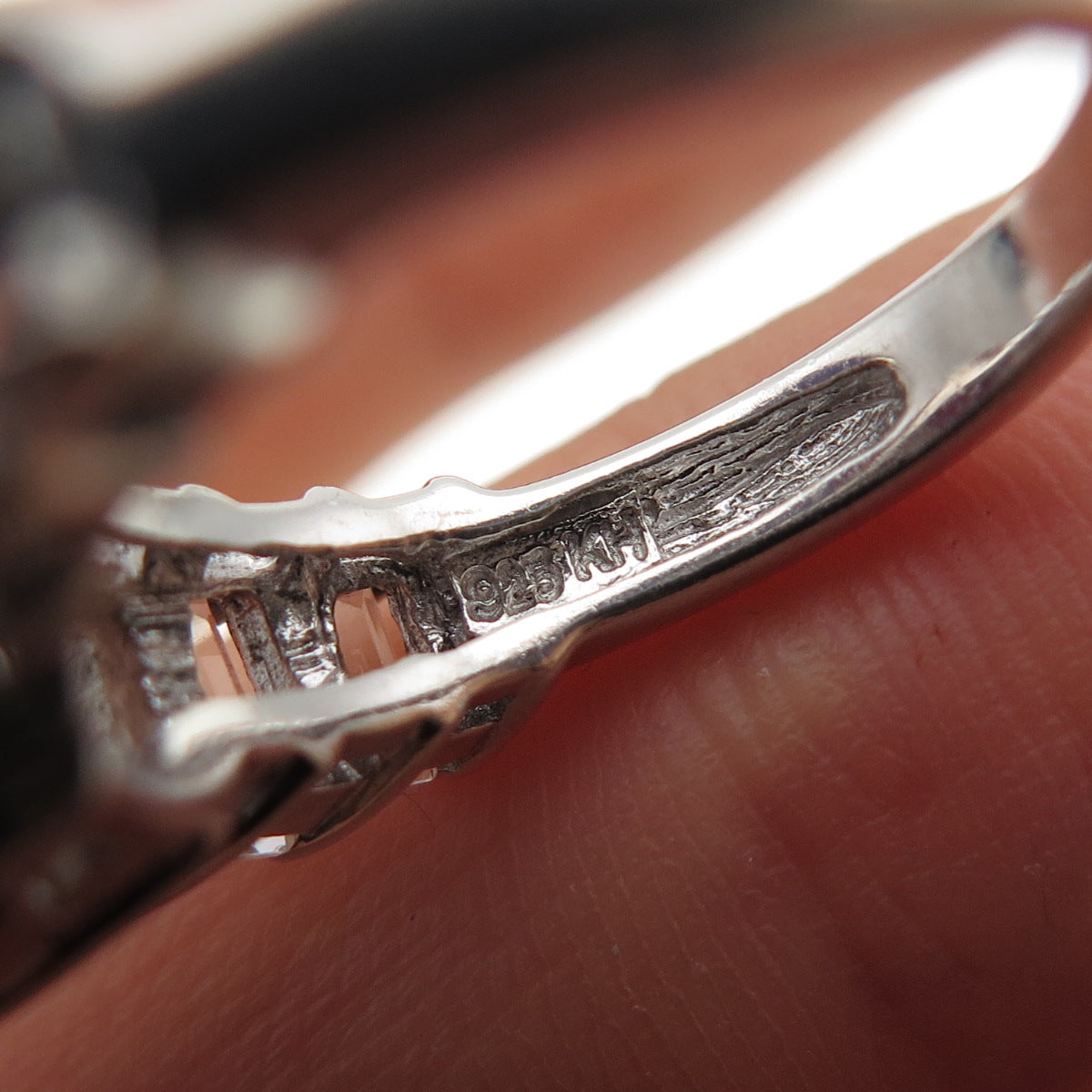 925 Sterling Silver Real Emerald-Cut Ruby & White Topaz Ring Size 5