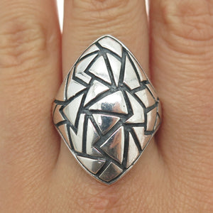 925 Sterling Silver Vintage Maze Modernist Statement Ring Size 11.25