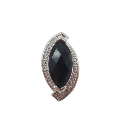 NEVADA 925 Sterling Silver Real Diamond & Black Spinel Minimalist Slide Pendant