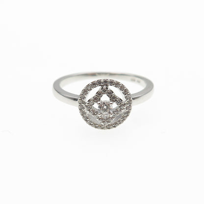 925 Sterling Silver Round-Cut C Z Flower Ring Size 6.5