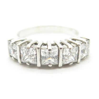 925 Sterling Silver Princess-Cut Shaped C Z Ring Size 7.75
