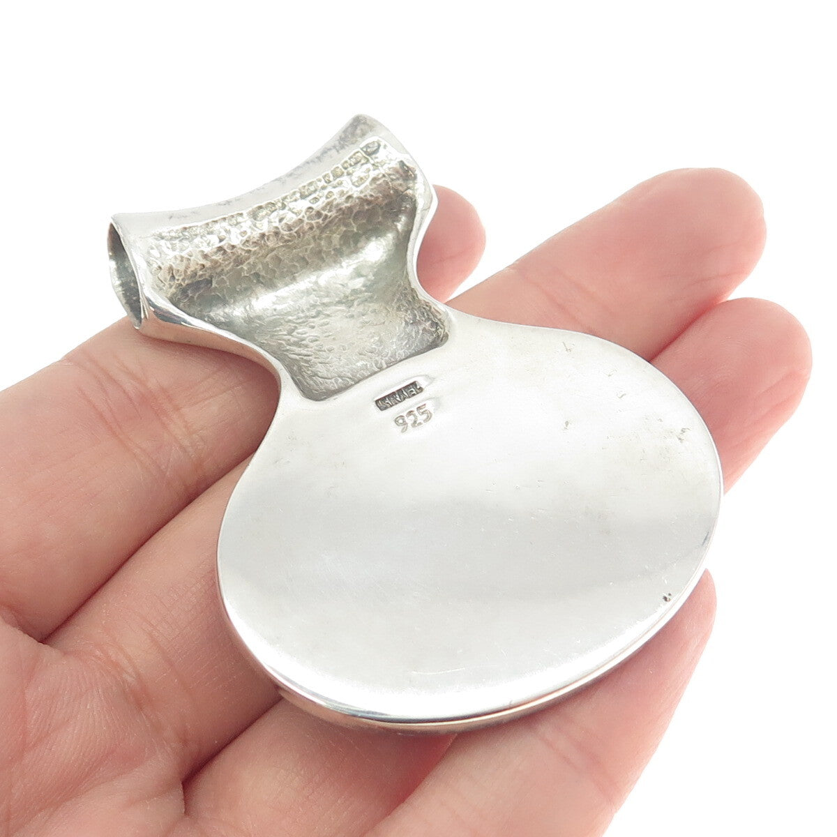 925 Sterling Silver Vintage Israel Real Picture Agate Gemstone Pendant