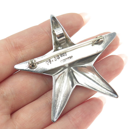 925 Sterling Silver Vintage Mexico Star Pin Brooch / Pendant