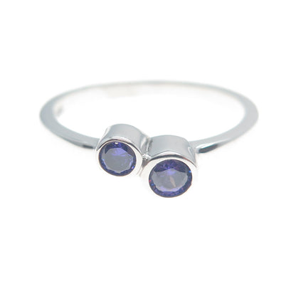 925 Sterling Silver Round-Cut Purple C Z Ring Size 8