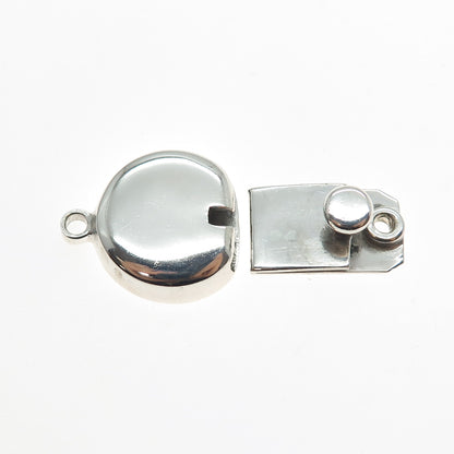 925 Sterling Silver Vintage Mexico Bracelet / Necklace Round Box Lock Clasp
