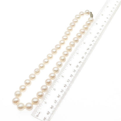 925 Sterling Silver Vintage Real Baroque Pearl Beaded Necklace 18"