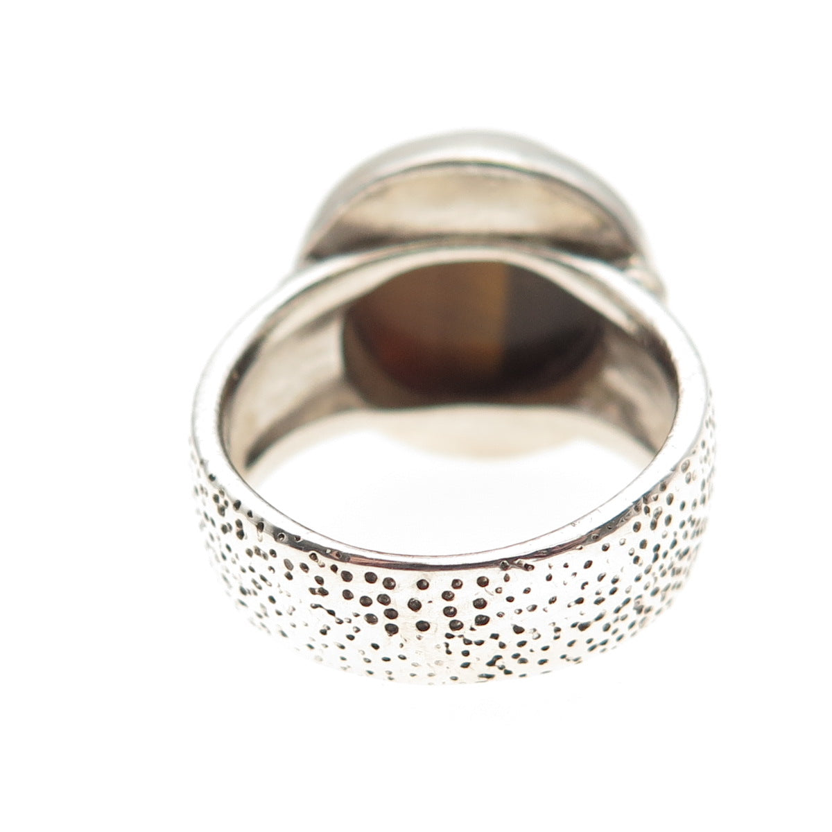 AIL Aluma 925 Sterling Silver Vintage Real Tiger Eye Modernist Ring Size 7
