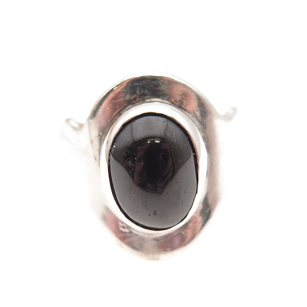 925 Sterling Silver Vintage Real Red Garnet Modernist Ring Size 6.5