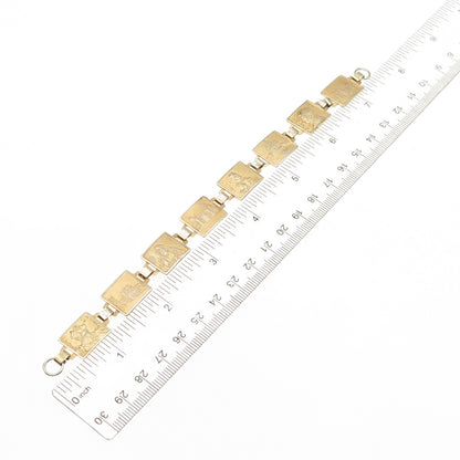 800 Silver Gold Plated Vintage Italy Saints Landmarks Bracelet 7" (missing lock)