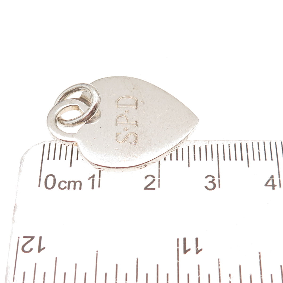 Tiffany & Co. 925 Sterling Silver Vintage Engraved SPD Mono Heart Charm Pendant