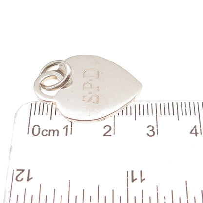 Tiffany & Co. 925 Sterling Silver Vintage Engraved SPD Mono Heart Charm Pendant