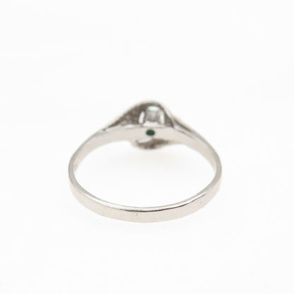 925 Sterling Silver Vintage Real Green Chalcedony Modernist Ring Size 7.25
