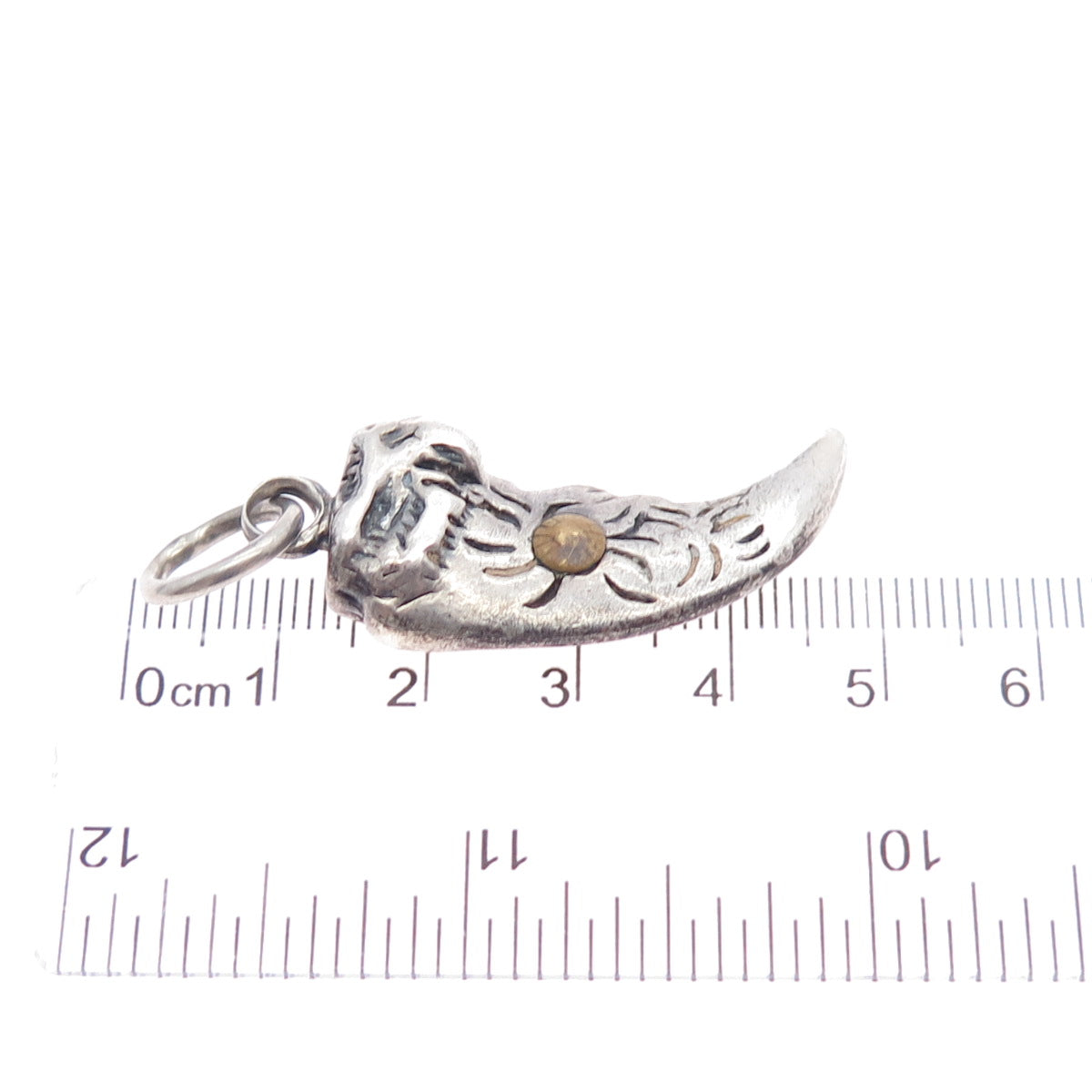 925 Sterling Silver 2-Tone Vintage Tribal Claw Amulet Oxidized Charm Pendant