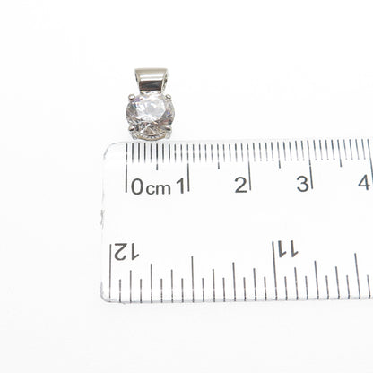 HAN 925 Sterling Silver Vintage Round-Cut C Z Minimalist Charm Pendant