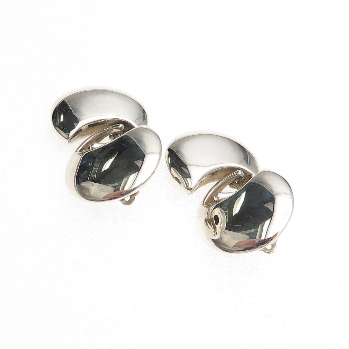 Yukihiro Shibata 925 Sterling Silver Vintage Japan Modernist Clip On Earrings