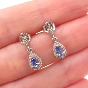 D'Joy 925 Sterling Silver Real Tanzanite & White Topaz Infinity Dangle Earrings