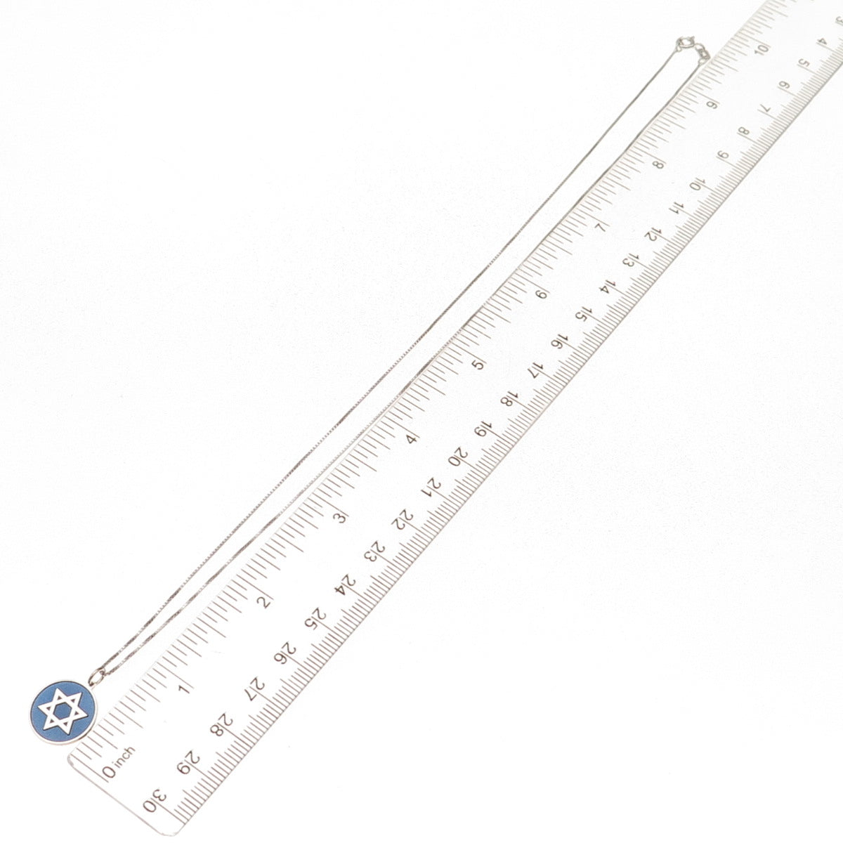925 Sterling Silver Blue Enamel Star of David Box Chain Necklace 18"