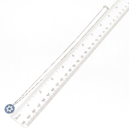 925 Sterling Silver Blue Enamel Star of David Box Chain Necklace 18"