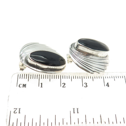 Old Pawn 925 Sterling Silver Vintage Southwestern Black Onyx Bird Wing Earrings