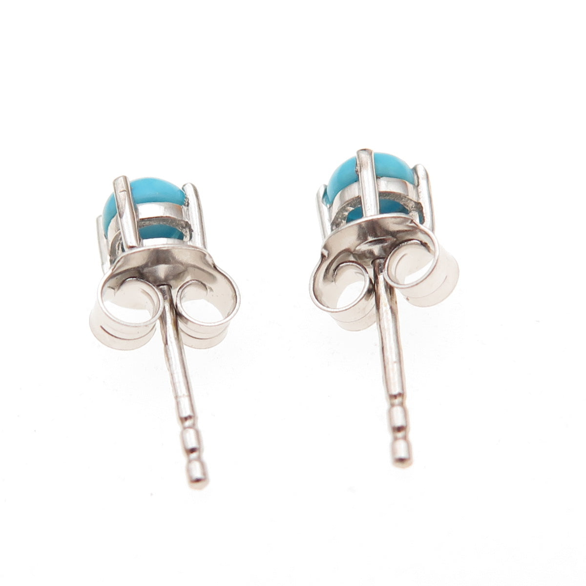 Chuck Clemency 925 Sterling Silver Real Sleeping Beauty Turquoise Stud Earrings