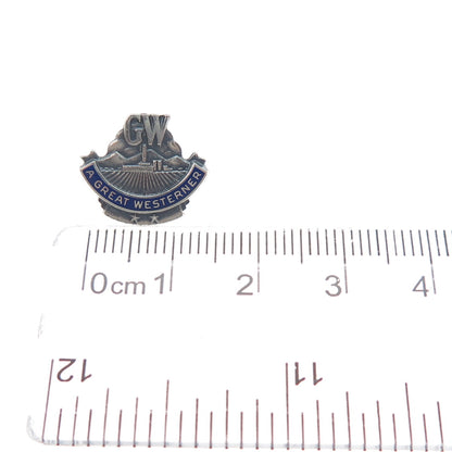 LGB BALFOUR Sterling Vintage Enamel George Washington Great Westerner Lapel Pin