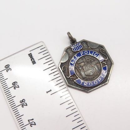 925 Sterling Silver Vintage Wayne Enamel US Medal Pendant