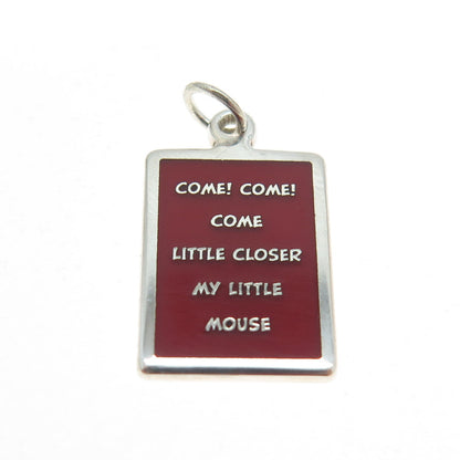 925 Sterling Silver Enamel "Come Little Closer My Little Mouse" Charm Pendant