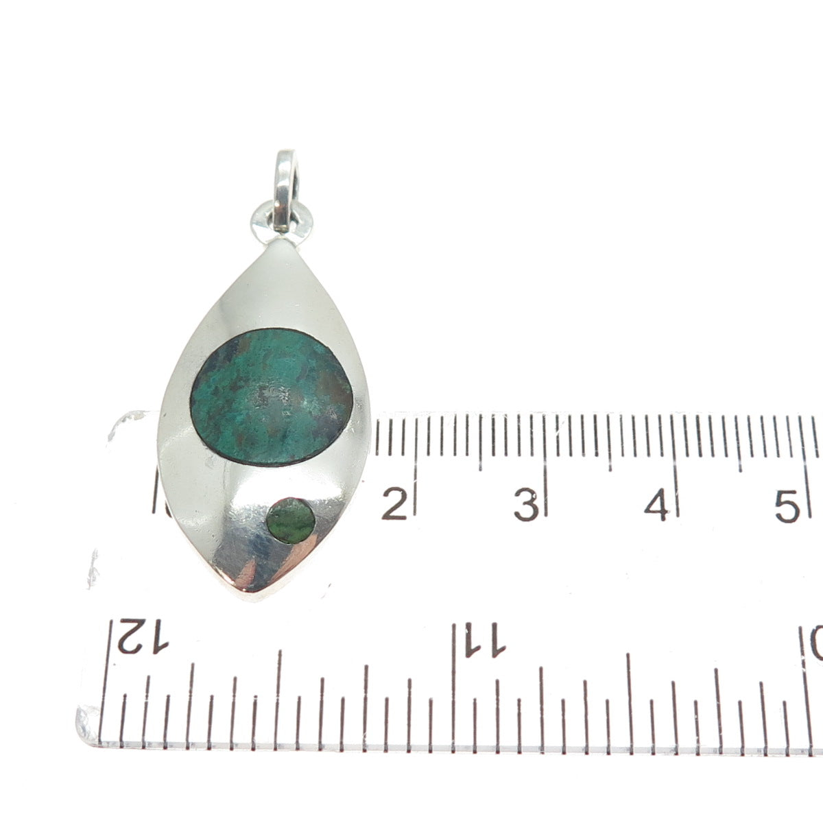 925 Sterling Silver Vintage Mexico Real Azurite Modernist Pendant #18