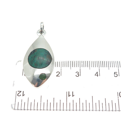 925 Sterling Silver Vintage Mexico Real Azurite Modernist Pendant #18