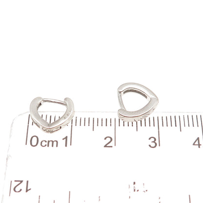 925 Sterling Silver Round-Cut C Z Heart Hoop Earrings