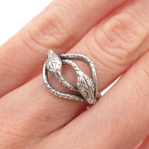 Beau 925 Sterling Silver Vintage Snake Oxidized Ring Size 4.75