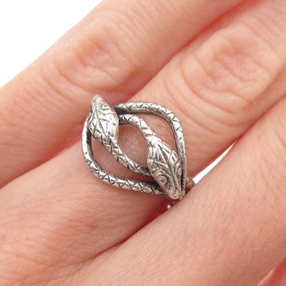 Beau 925 Sterling Silver Vintage Snake Oxidized Ring Size 4.75