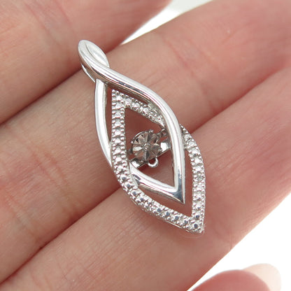 925 Sterling Silver Real Round-Cut Diamond Interlocked Pendant