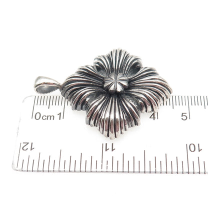 925 Sterling Silver Vintage Floral Cross Oxidized Charm Pendant