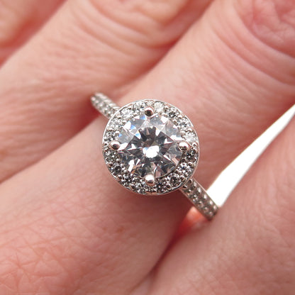 925 Sterling Silver Round-Cut C Z Engagement Ring Size 7