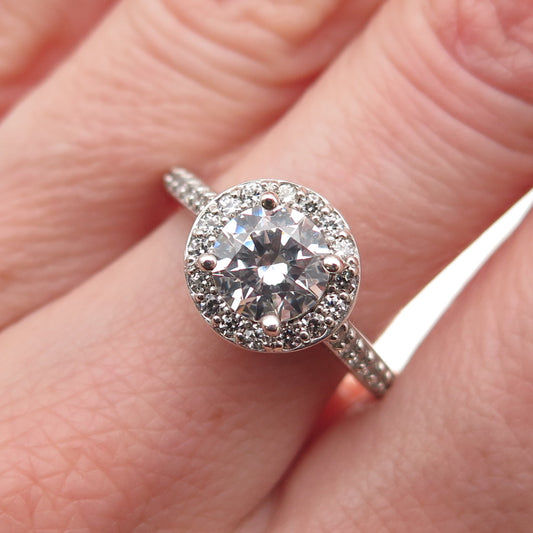 925 Sterling Silver Round-Cut C Z Engagement Ring Size 7