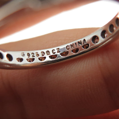 925 Sterling Silver Round-Cut C Z All Around Engagement Ring Size 10