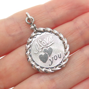 SPENCER CO. 925 Sterling Silver Vintage I Love You Charm Pendant