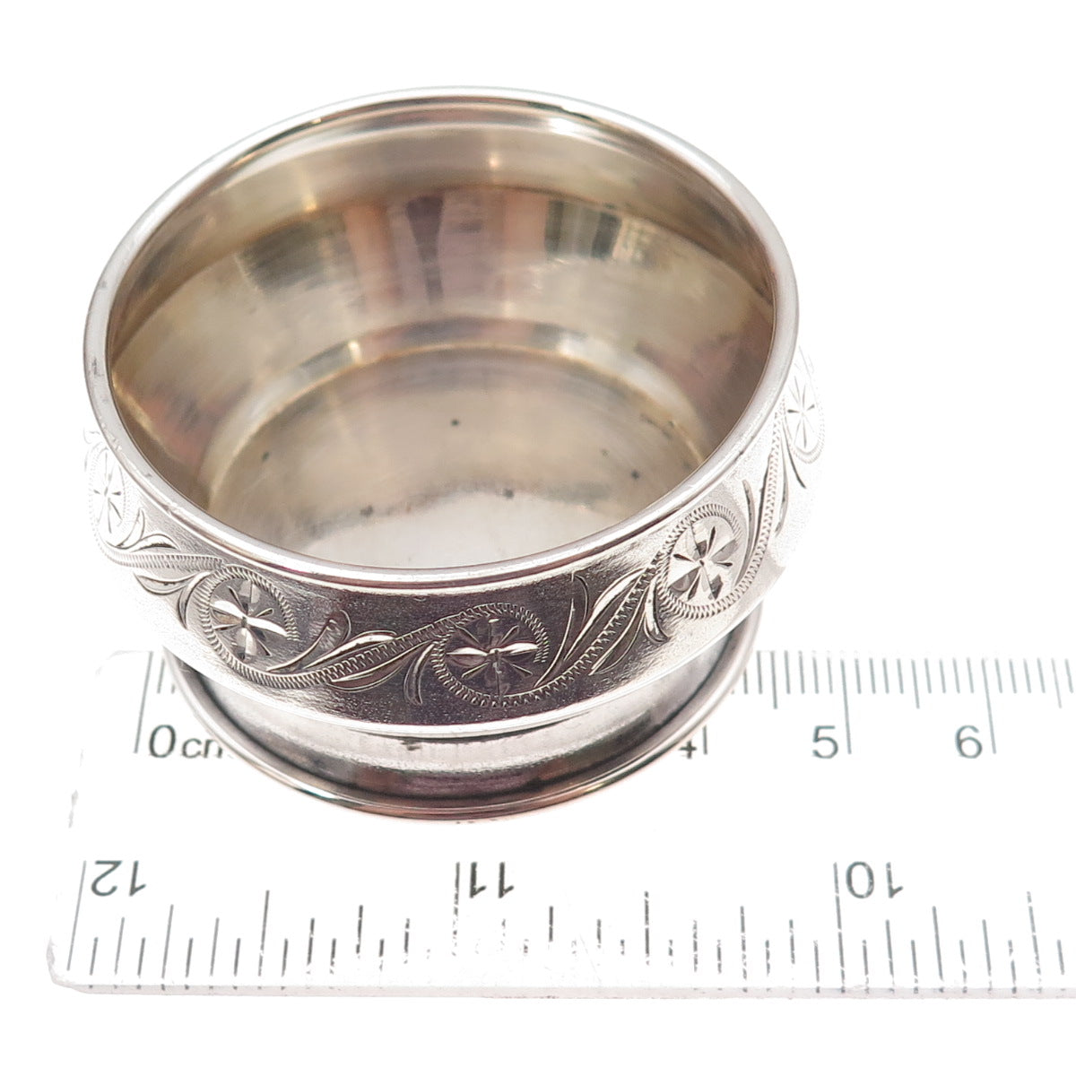800 Silver Antique Art Deco Germany Engraved Floral Salt Cellar