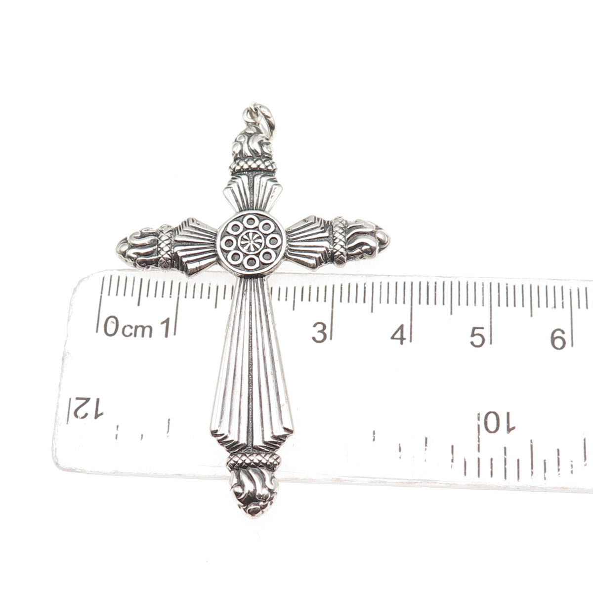 ORB Otto Robert Bade 925 Sterling Silver Antique Art Deco Cross Oxidized Pendant