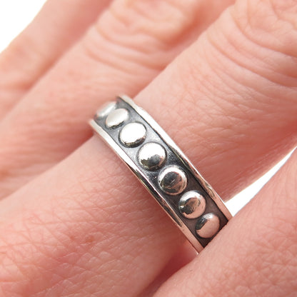 925 Sterling Silver Vintage Mexico Dotted Oxidized Band Ring Size 10.25