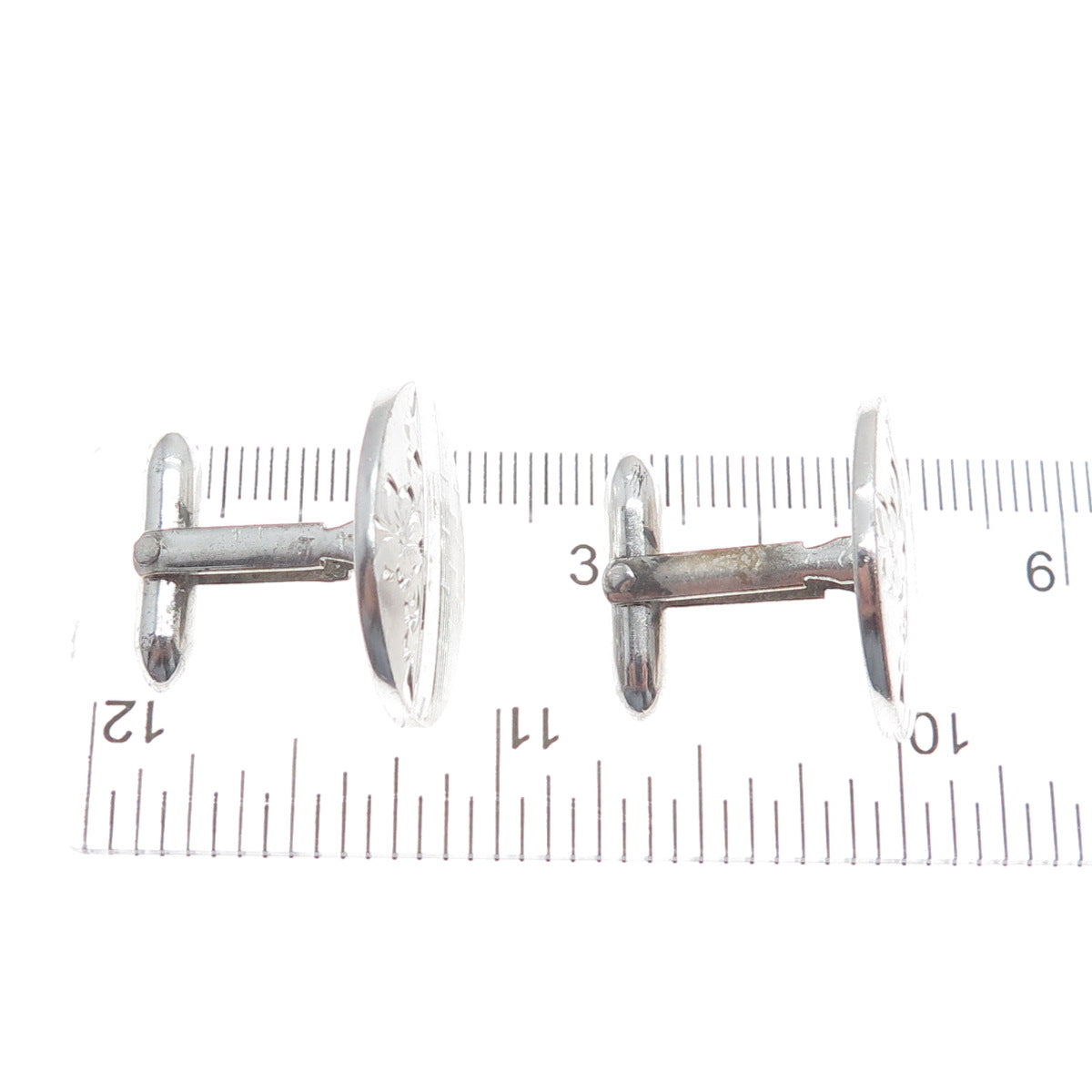 925 Sterling Silver Antique Art Deco Engraved Floral Cufflinks