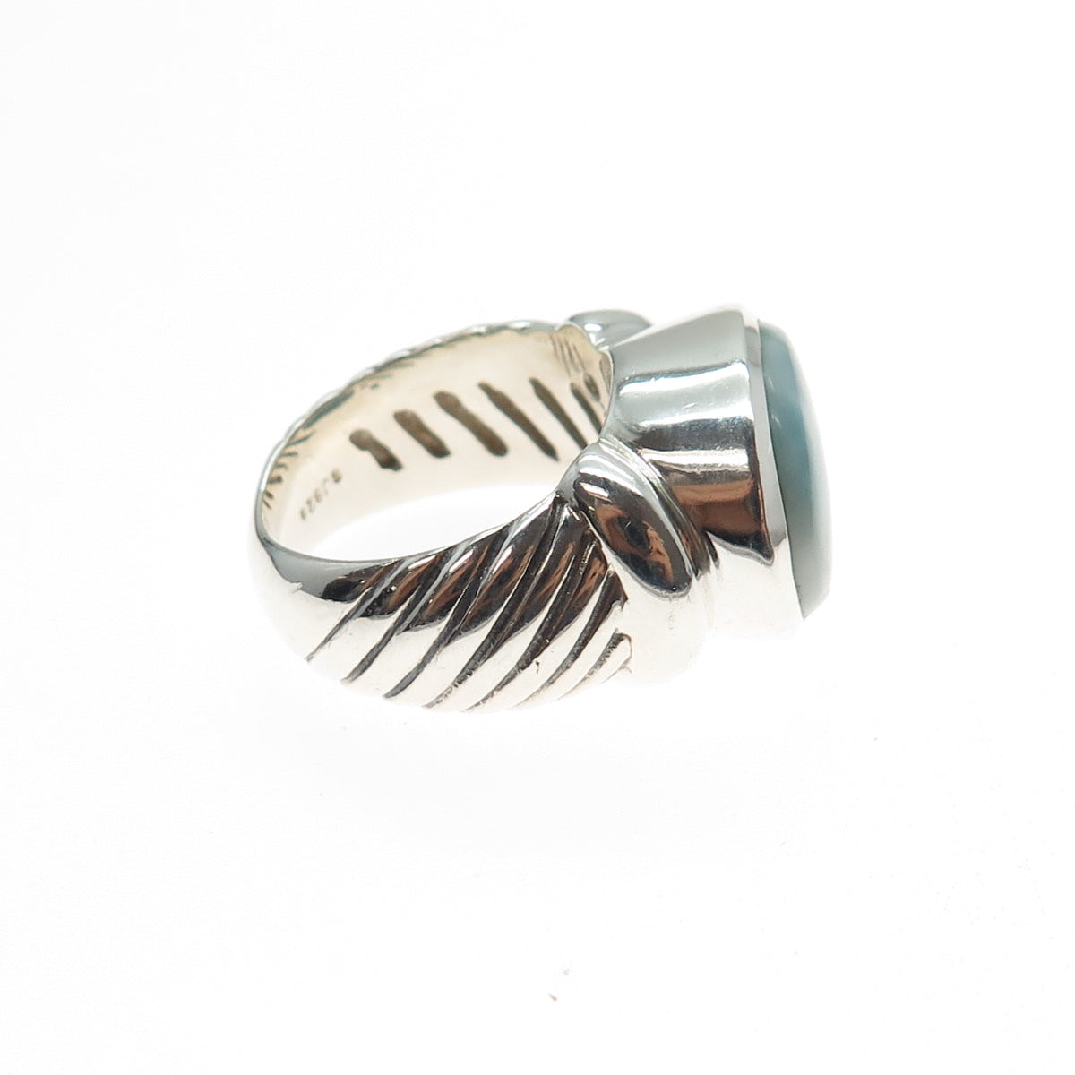 SAJEN 925 Sterling Silver Vintage Real Larimar Modernist Ring Size 6.25